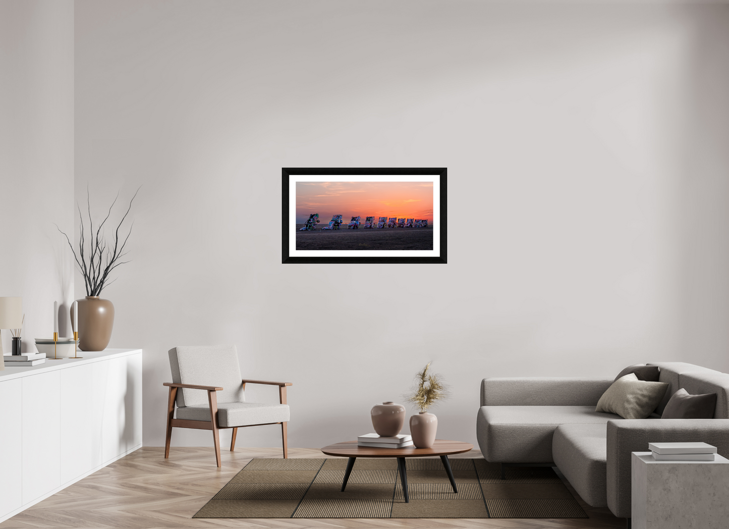 39.6 x 20″, Framed with mat hahnemuhle pearl Before the Highway Woke