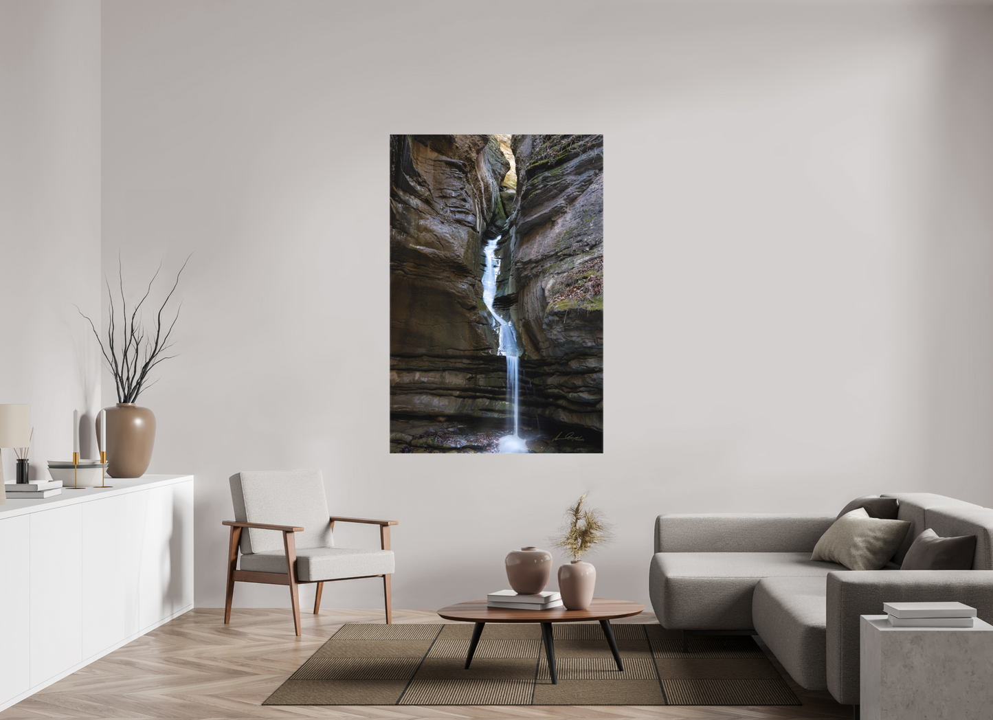 44 x 66″, Canvas Print Thunder Canyon Falls