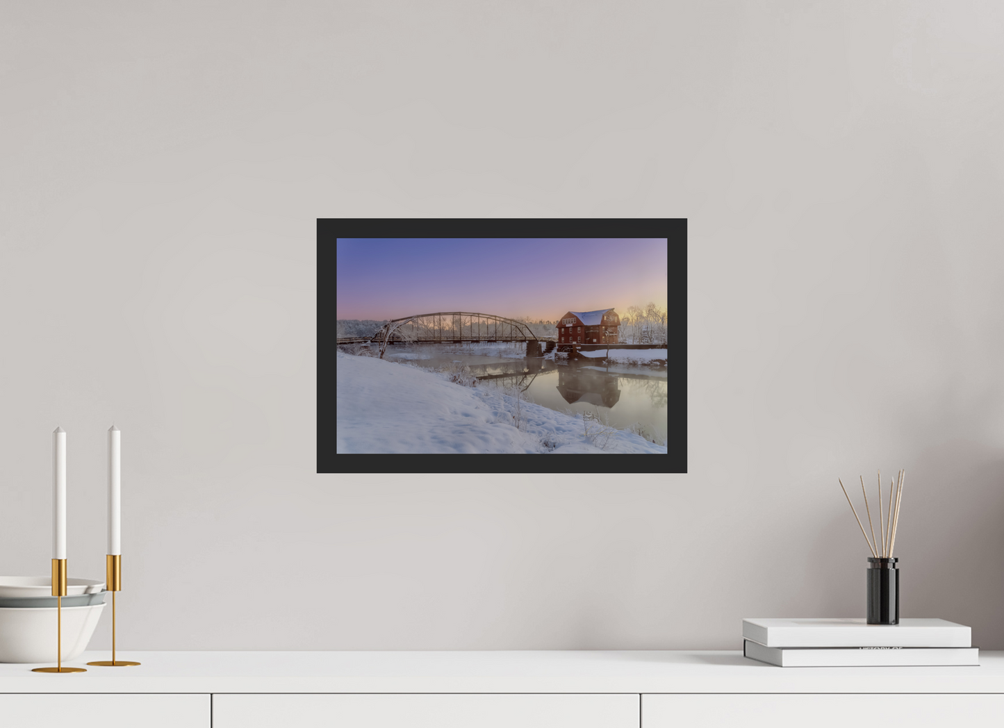 15 x 10″, Gallery Frame Winter at War Eagle Mill – Arkansas Historic Mill Fine Art Print