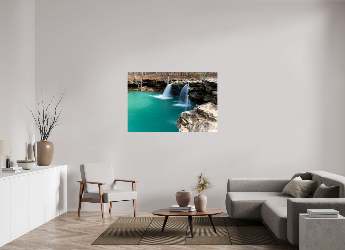 54 x 36″, Print Paper Falling Water Falls