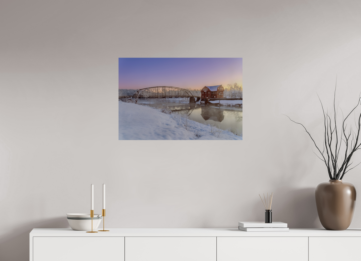 30 x 20″, Photo Print On Fuji Crystal DP II Winter at War Eagle Mill – Arkansas Historic Mill Fine Art Print