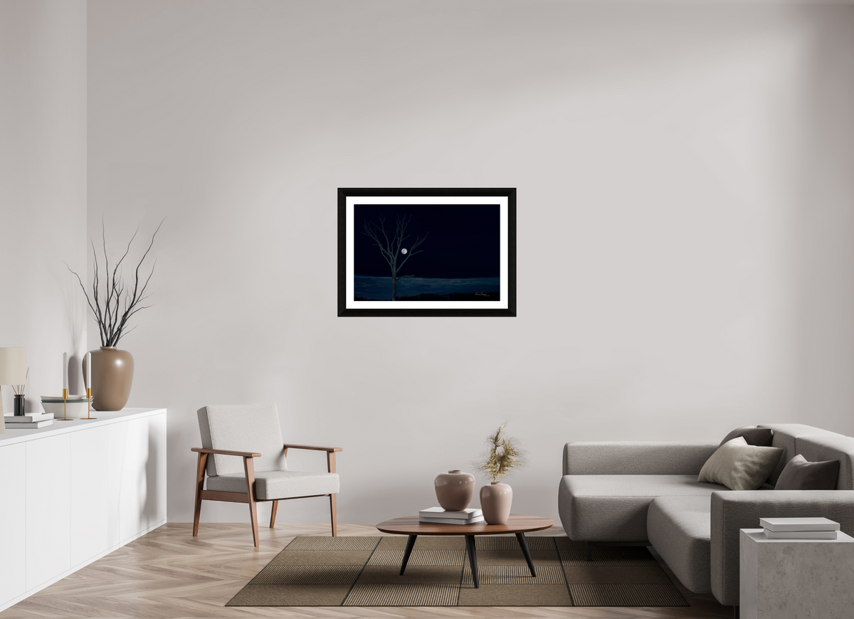 36 x 24″, Framed with mat hahnemuhle pearl Held by the Snow Moon