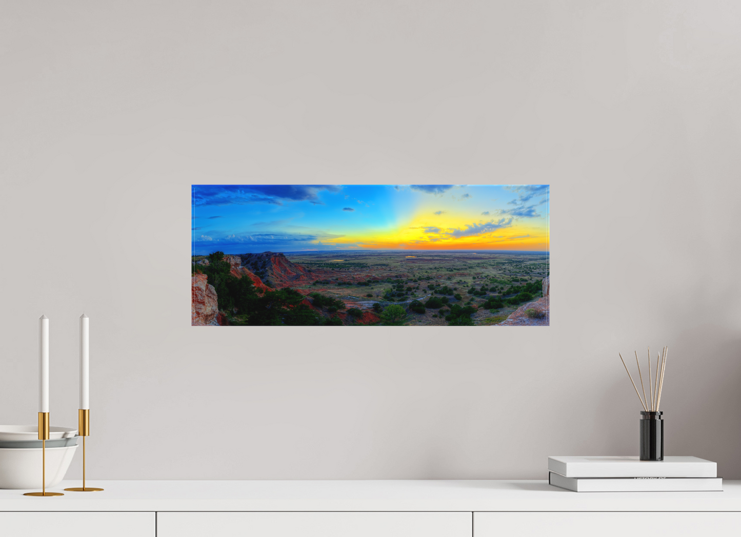 20.9 x 8″, Canvas Print Edge of the Plains – Panoramic Sunset Landscape