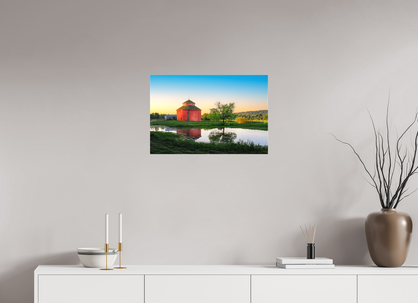 24 x 16″, Canvas Print Round Barn