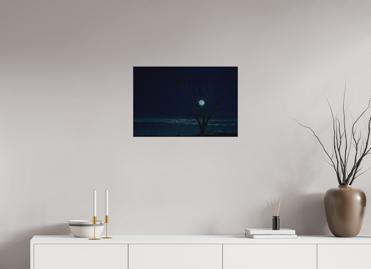 24 x 16″, Canvas Print Held by the Snow Moon