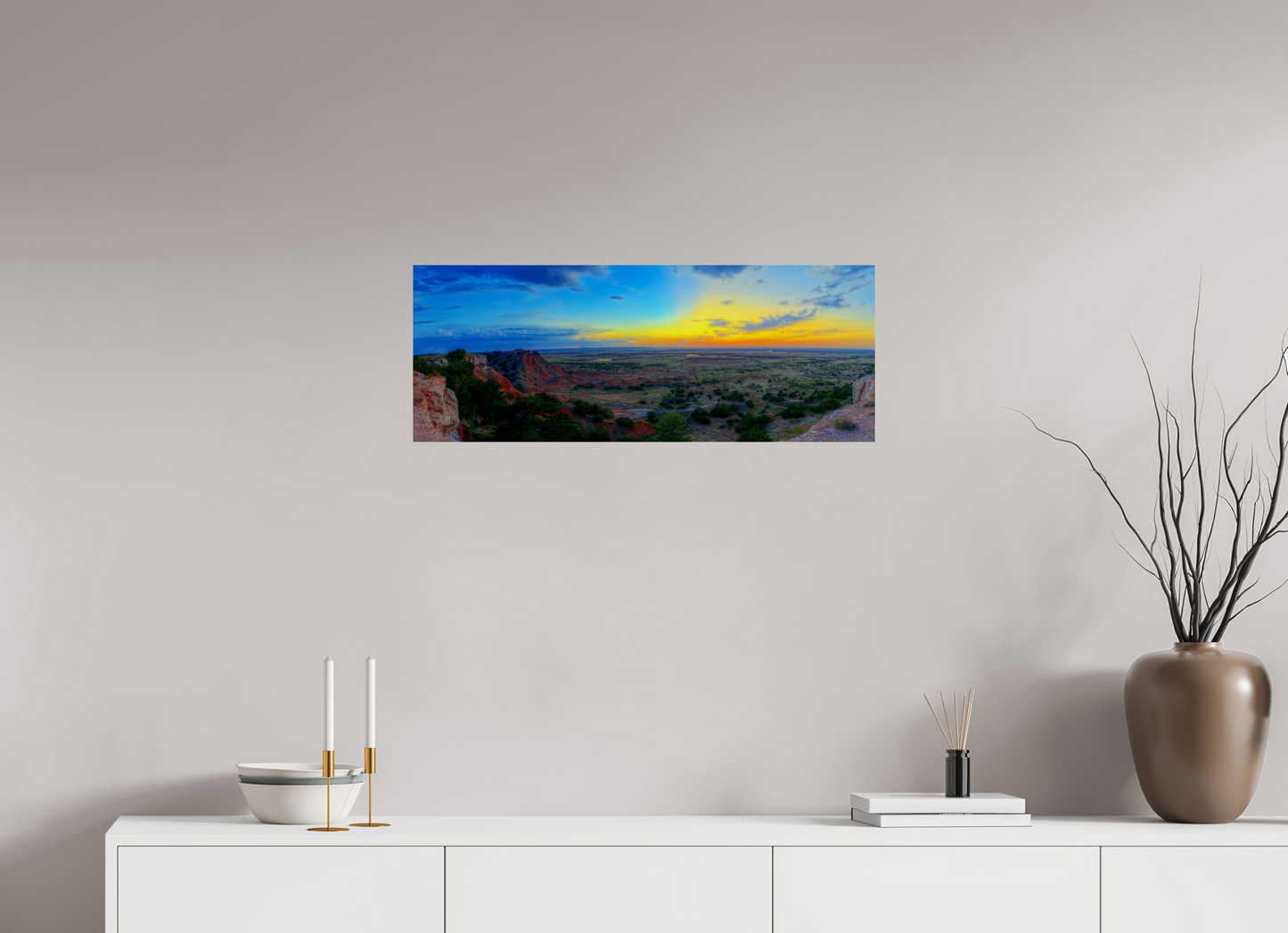 31.3 x 12″, Print Paper Edge of the Plains – Panoramic Sunset Landscape