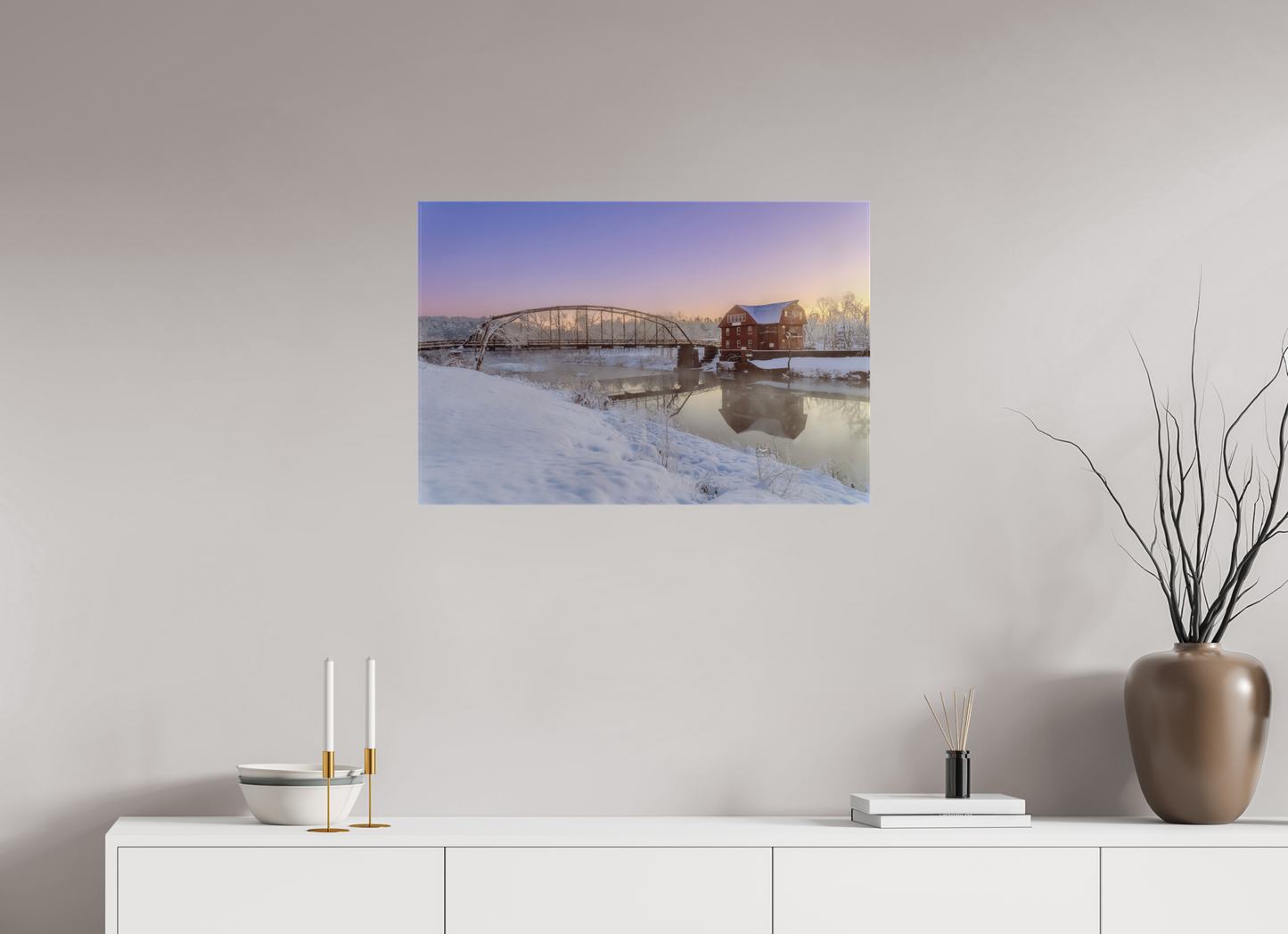 30 x 20″, Canvas Print Winter at War Eagle Mill – Arkansas Historic Mill Fine Art Print