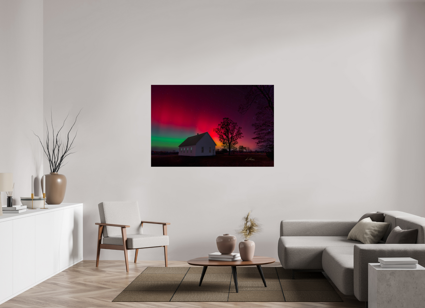 60 x 40″, Print Paper Aurora Over the Ozarks
