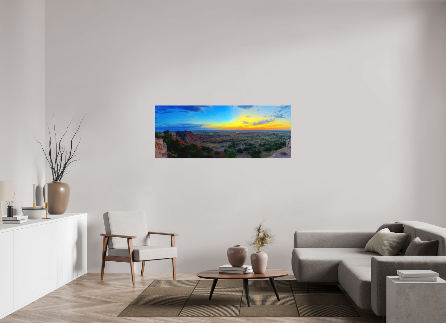 62.7 x 24″, Canvas Print Edge of the Plains – Panoramic Sunset Landscape