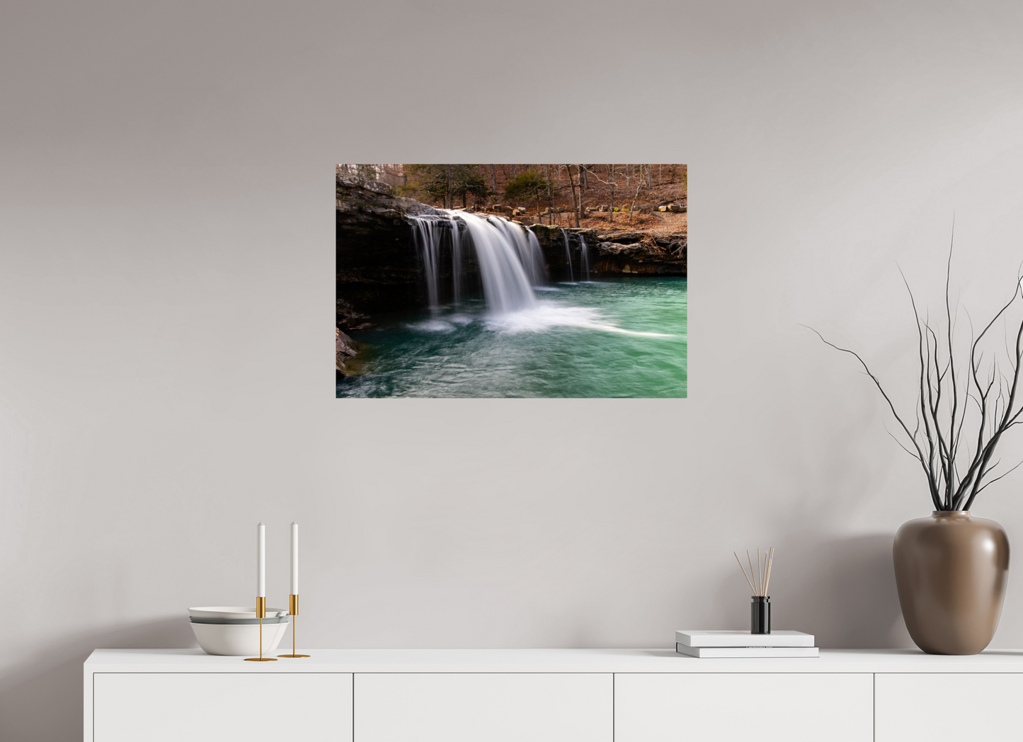 30 x 20″, Print Paper Falling Water Falls