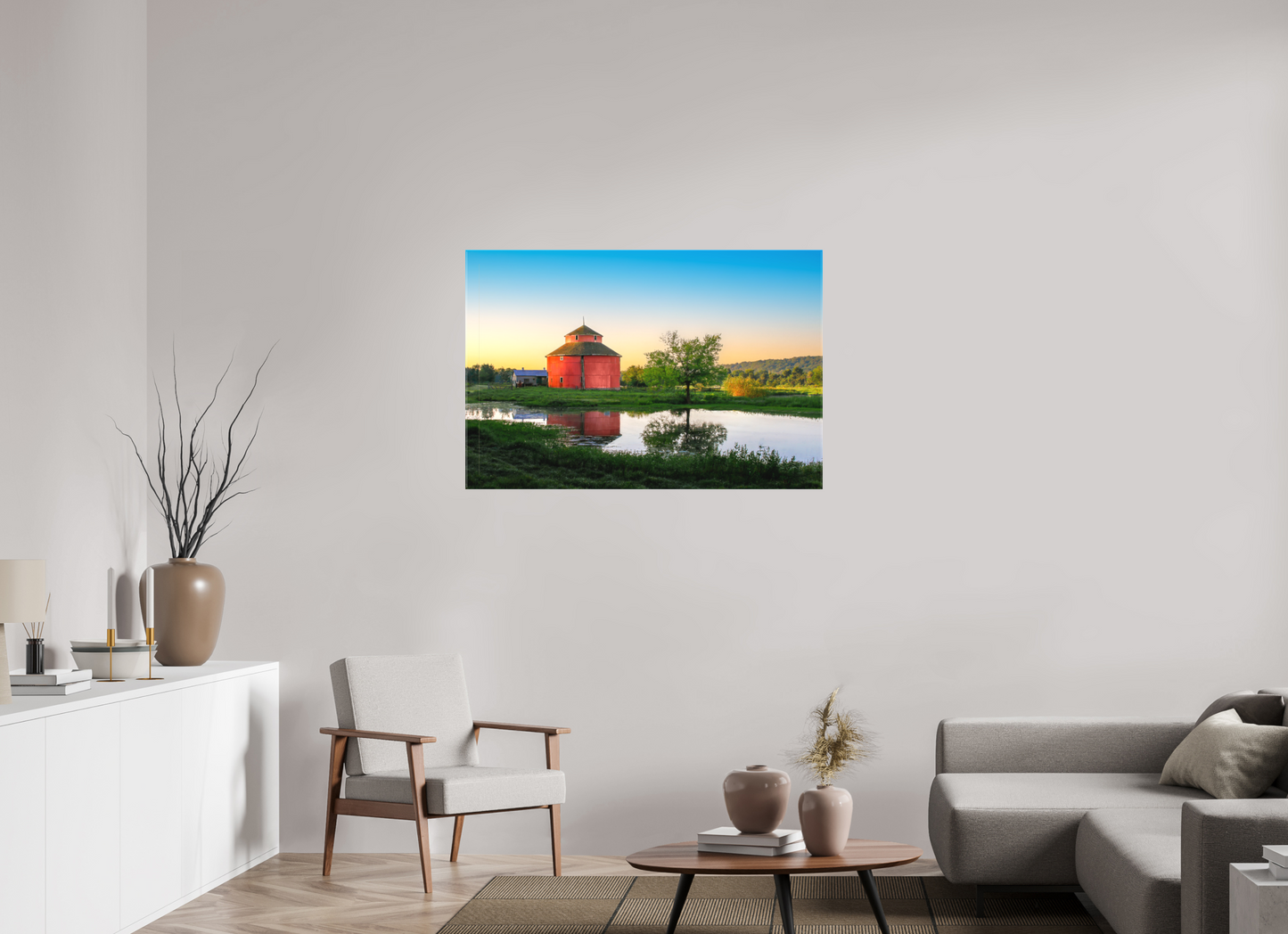 45 x 30″, Canvas Print Round Barn