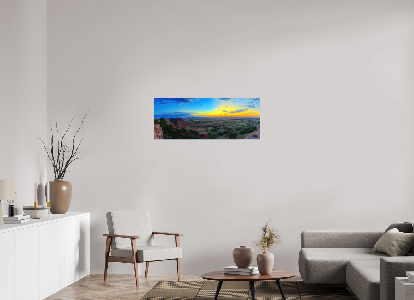41.8 x 16″, Canvas Print Edge of the Plains – Panoramic Sunset Landscape