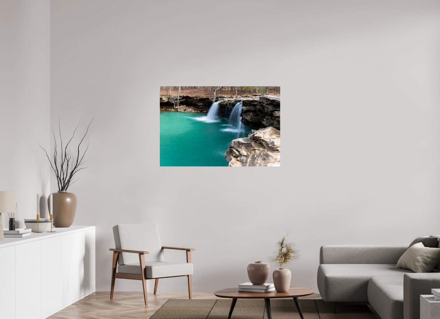 45 x 30″, Print Paper Falling Water Falls