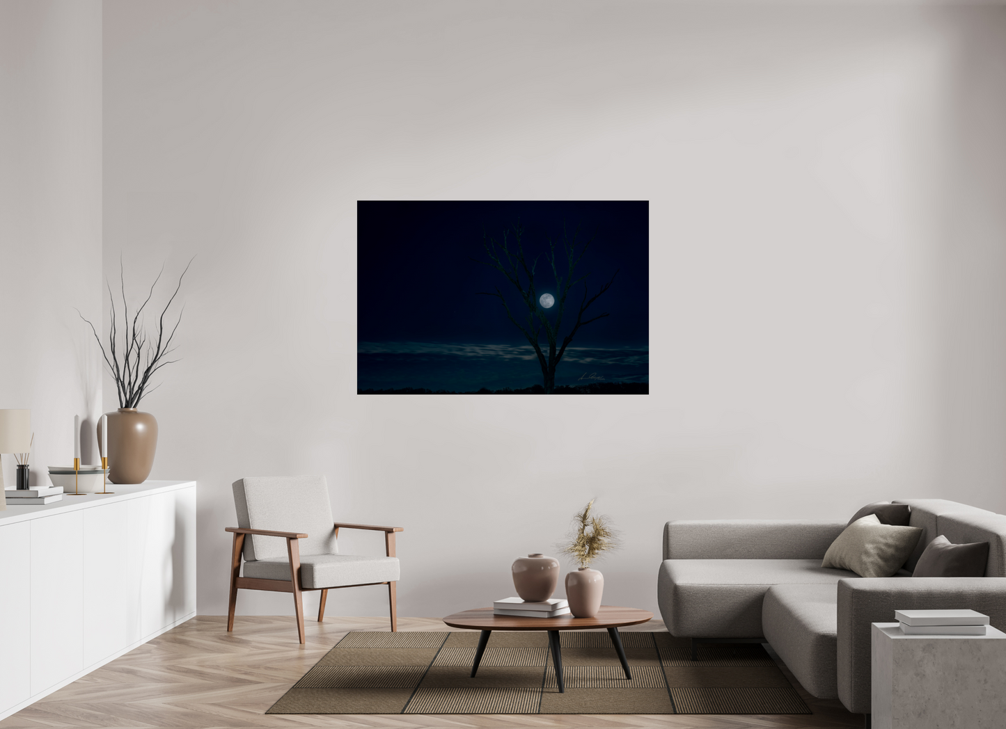 60 x 40″, Photo Print Under Acrylic Glass Held by the Snow Moon