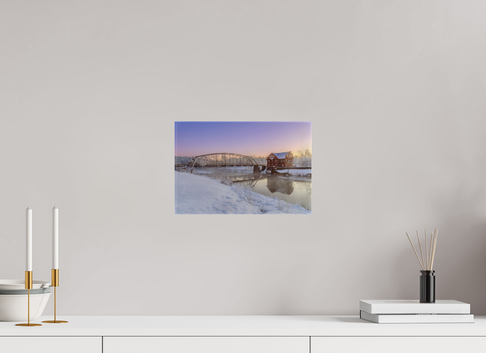 12 x 8″, Canvas Print Winter at War Eagle Mill – Arkansas Historic Mill Fine Art Print