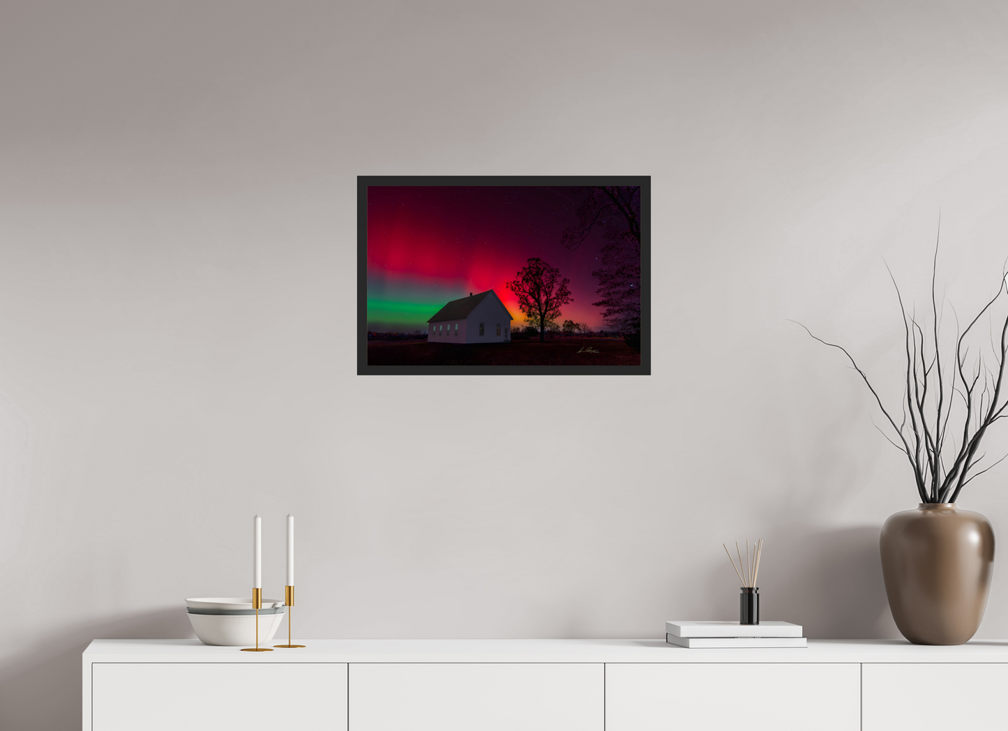 24 x 16″, Gallery Frame Aurora Over the Ozarks