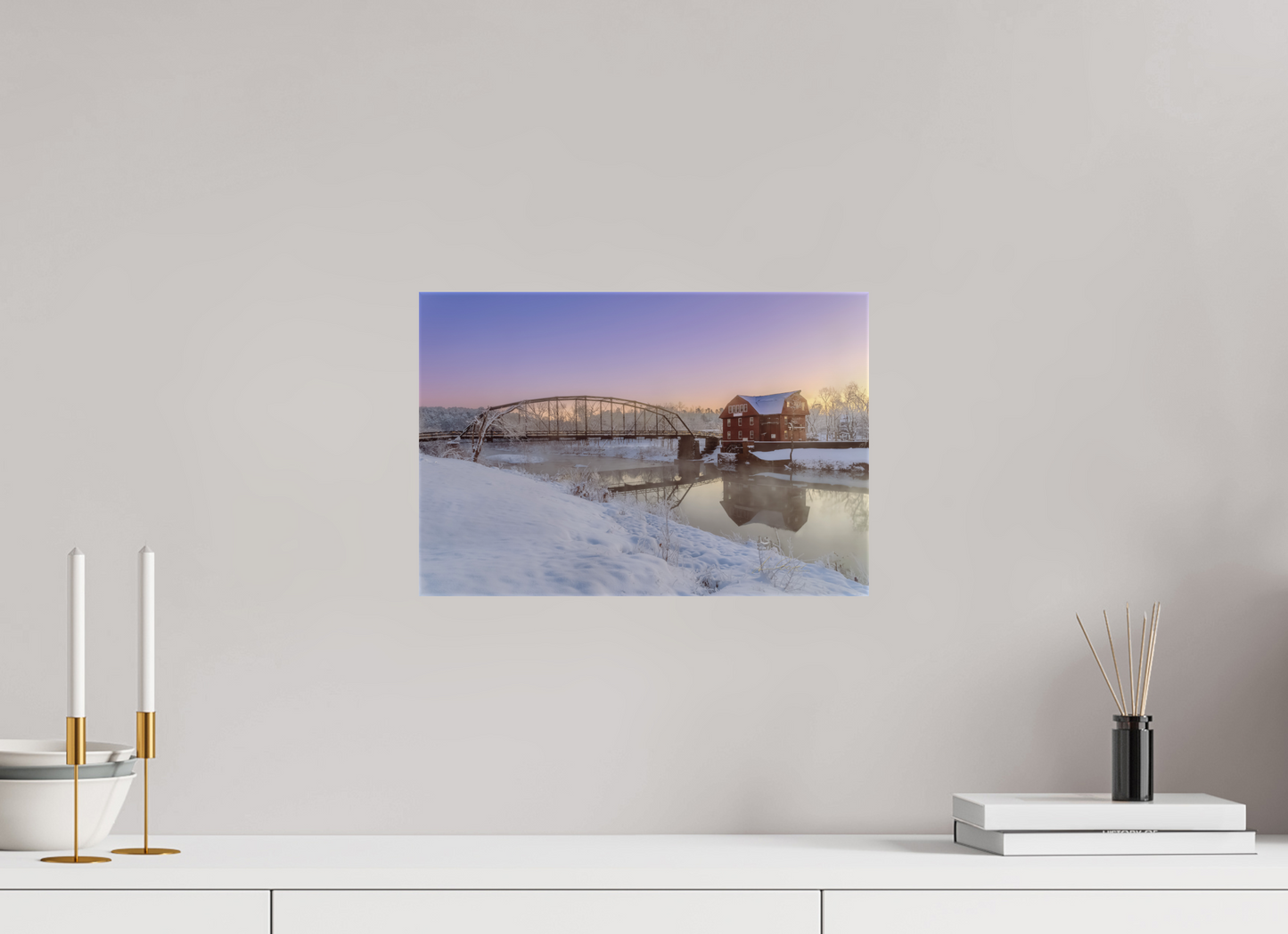 15 x 10″, Canvas Print Winter at War Eagle Mill – Arkansas Historic Mill Fine Art Print