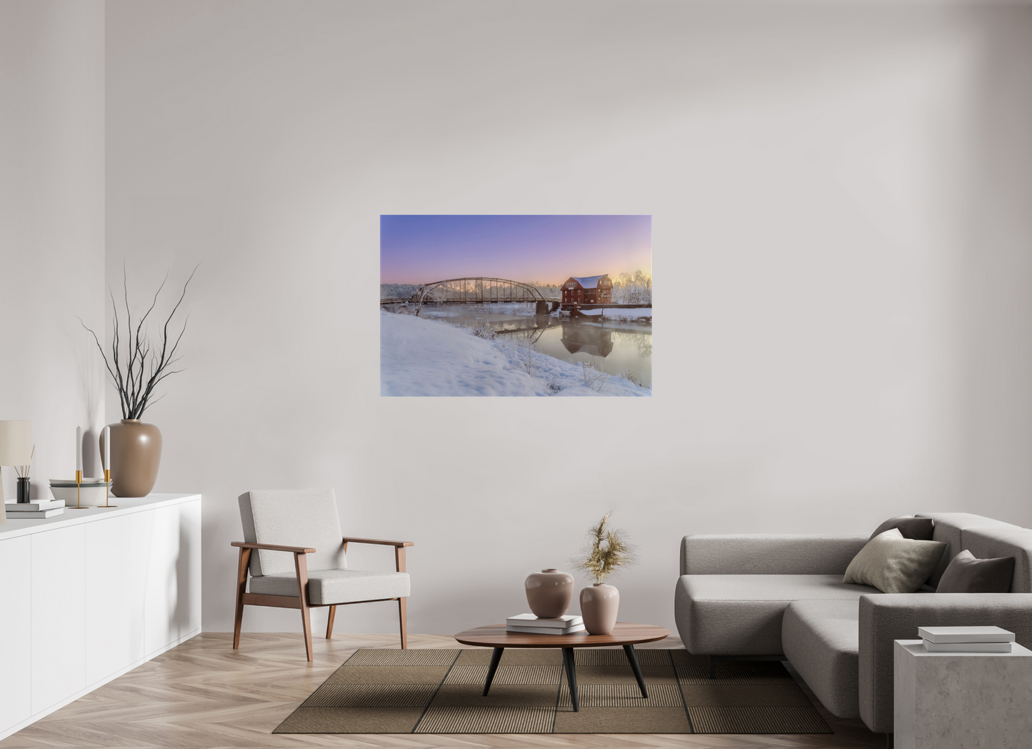 54 x 36″, Canvas Print Winter at War Eagle Mill – Arkansas Historic Mill Fine Art Print