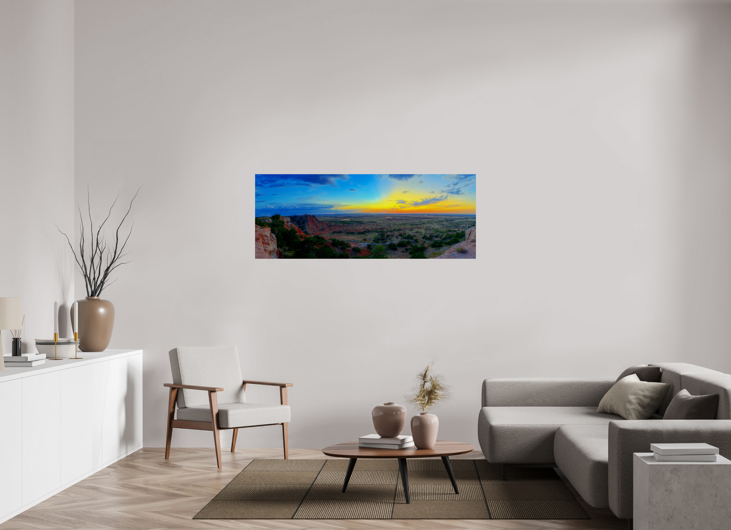 62.7 x 24″, Print Paper Edge of the Plains – Panoramic Sunset Landscape
