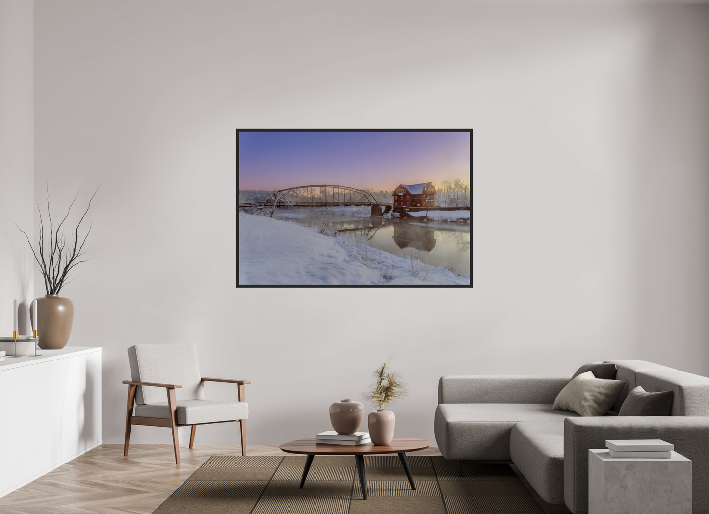 66 x 44″, Gallery Frame Winter at War Eagle Mill – Arkansas Historic Mill Fine Art Print
