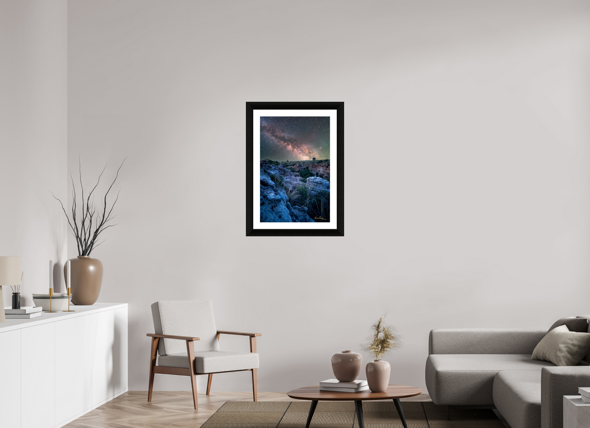 20 x 30″, Framed with mat hahnemuhle pearl Between Stone and Stars