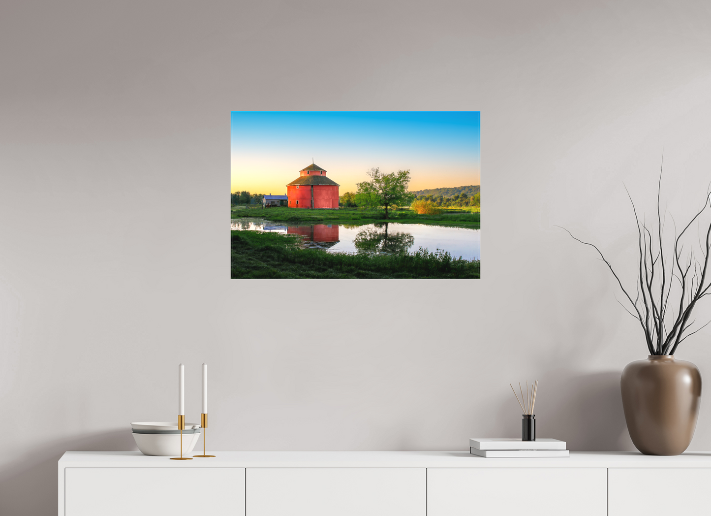 30 x 20″, Canvas Print Round Barn