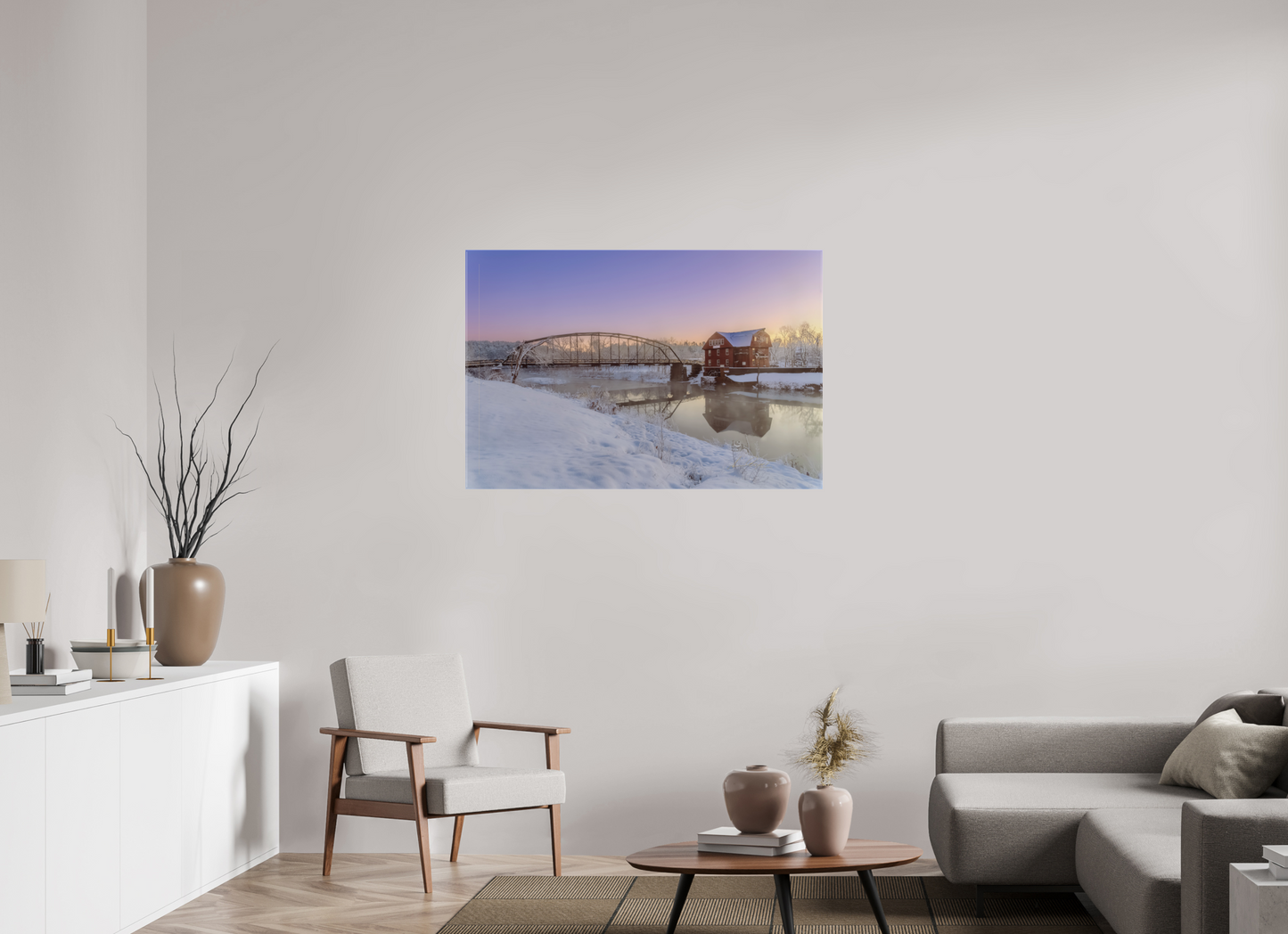 45 x 30″, Canvas Print Winter at War Eagle Mill – Arkansas Historic Mill Fine Art Print