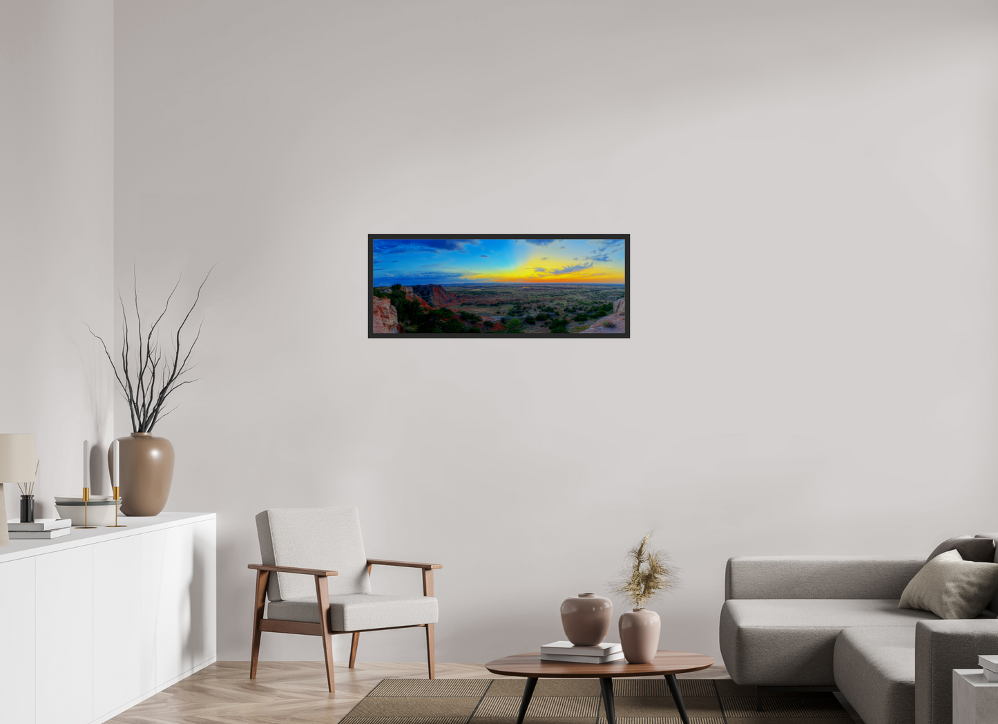 41.8 x 16″, Gallery Frame Edge of the Plains – Panoramic Sunset Landscape