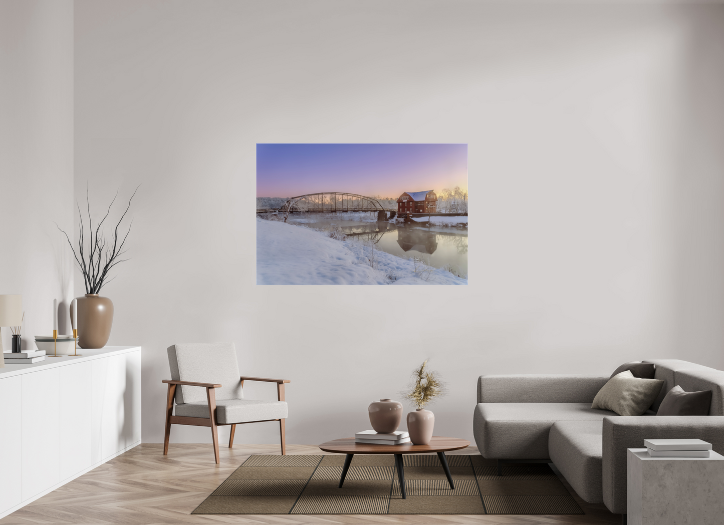 60 x 40″, Canvas Print Winter at War Eagle Mill – Arkansas Historic Mill Fine Art Print