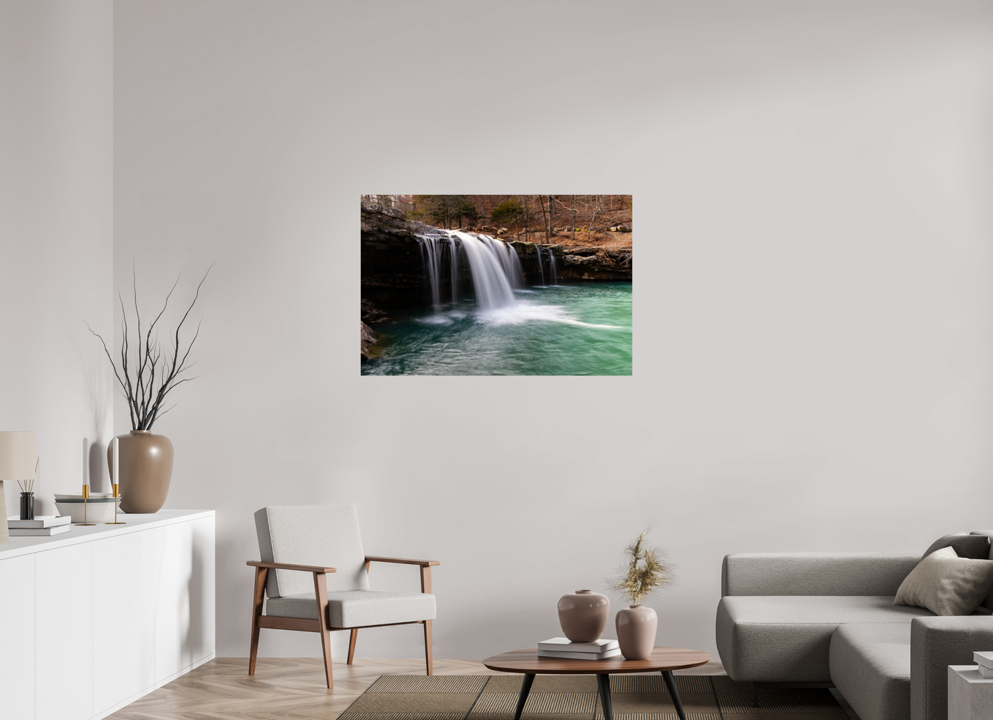 45 x 30″, Print Paper Falling Water Falls