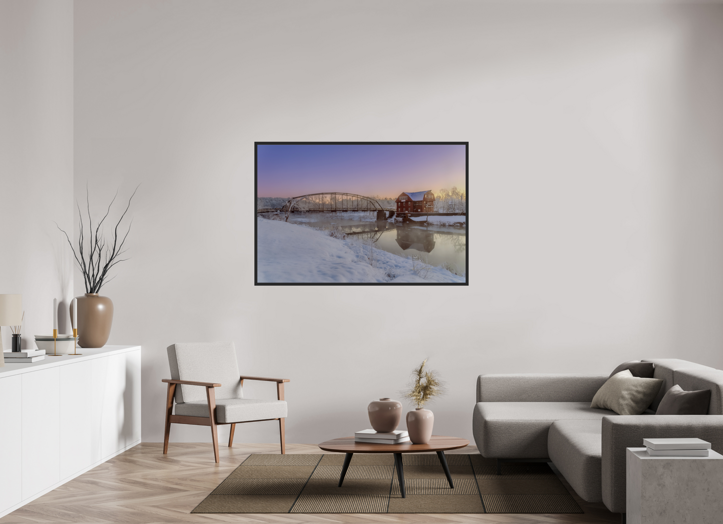 60 x 40″, Gallery Frame Winter at War Eagle Mill – Arkansas Historic Mill Fine Art Print